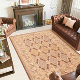 handmade Transitional Kafkaz Brown Beige Hand Knotted RECTANGLE 100% WOOL area rug 6 x 9